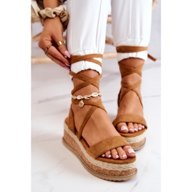 FB2 Velúr Espadrilles On Wedge Sandals Camel Shanna barna 1