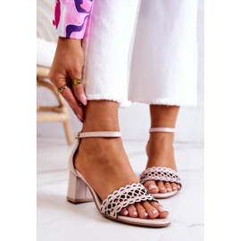 Lewski Shoes Bőr szandál áttört Lewski 2869/2 Pearl Beige bézs 2