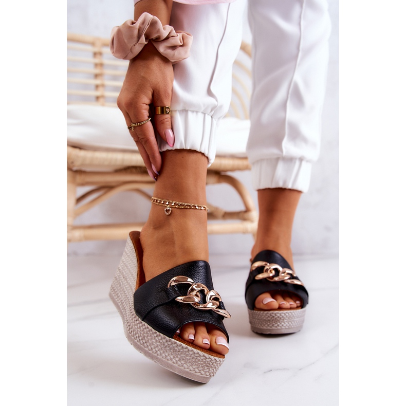 Lewski Shoes Bőr ékpapucs Lewski 3062 Fekete 2