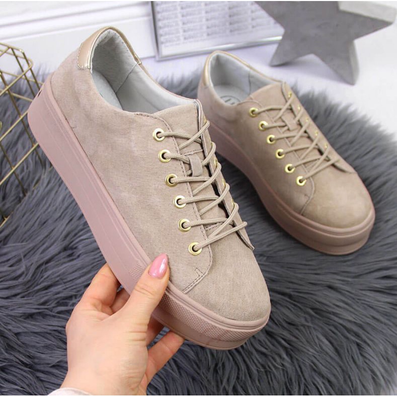 Cipők a Filippo W PAW315 platformon bézs színű 1