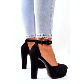 SEA Női szivattyú egy sarkú platformon Velúr fekete Netel 2