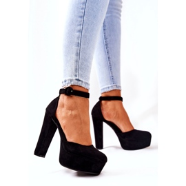 SEA Női szivattyú egy sarkú platformon Velúr fekete Netel 4