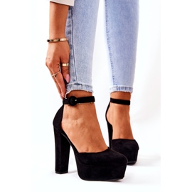 SEA Női szivattyú egy sarkú platformon Velúr fekete Netel 5