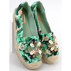 Espadrillák kagylóval Manami Flower Green zöld 1