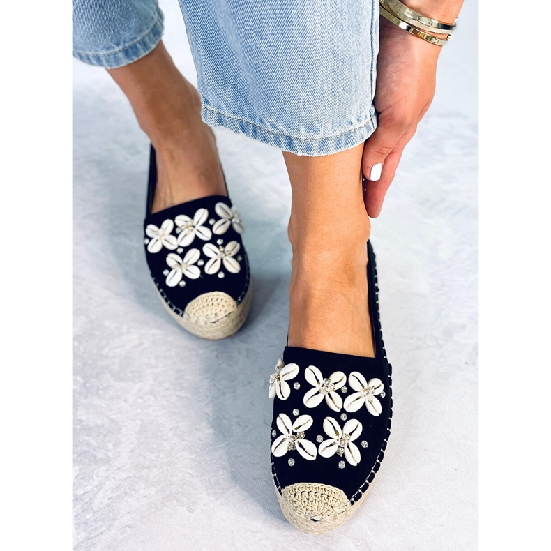 Elif Black espadrillák kagylóval fekete 1