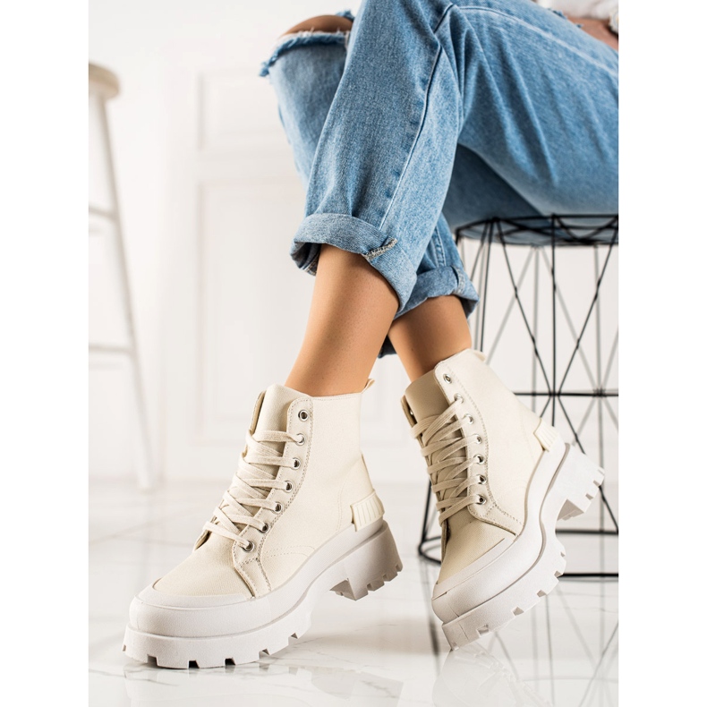 Seastar Divatos magas cipők a platformon bézs 1 Seastar Divatos magas cipők a platformon bézs 1