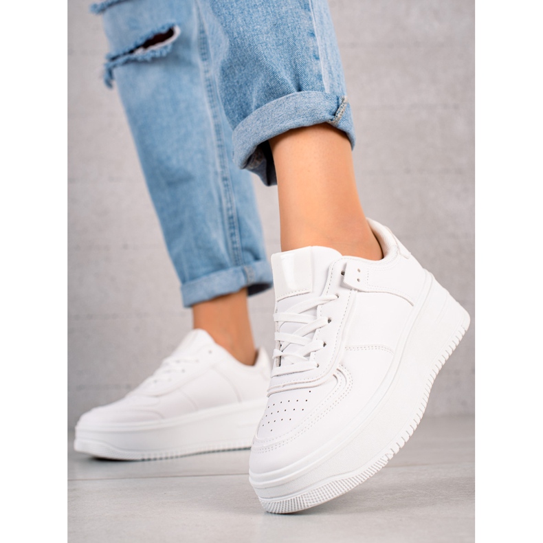 TRENDI Divatos tornacipők Széles Platformon fehér 1