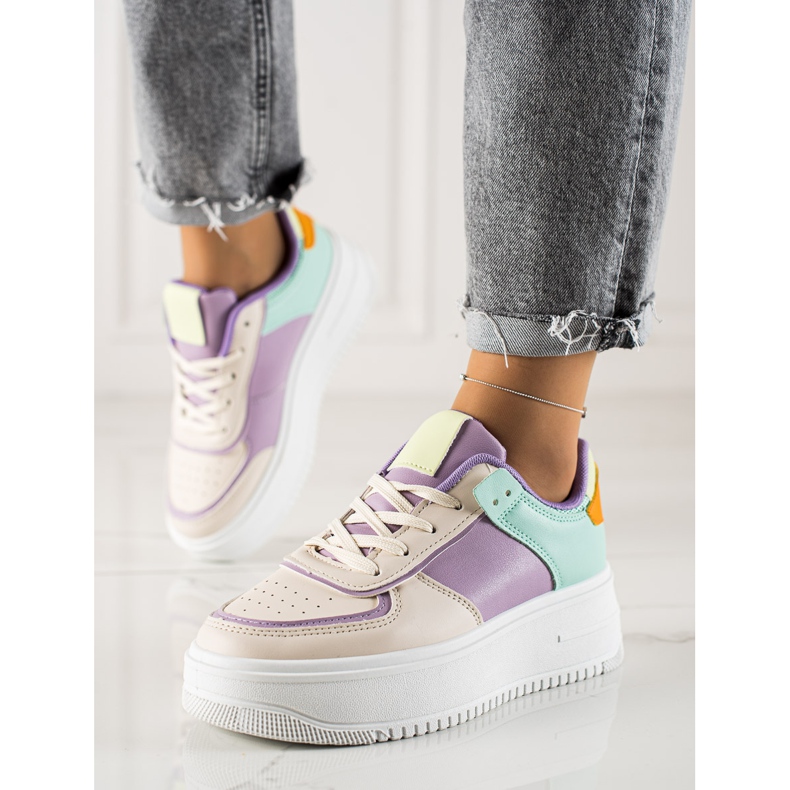 TRENDI Divatos tornacipők Széles Platformon bézs sokszínű 2