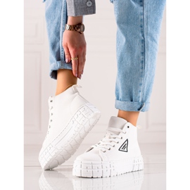 TRENDI Magas szárú divatcipők fehér 1