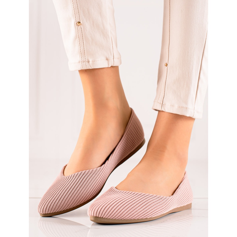 VINCEZA csíkos balerinák rózsaszín 1 VINCEZA csíkos balerinák rózsaszín 1