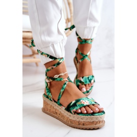 FB2 Szandál Espadrilles Wedge Green Roxanne Flowers sokszínű zöld 1