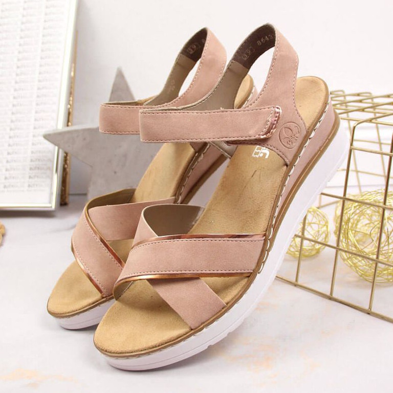 Wedge Sandals Rieker W V38G9-31 púder rózsaszín 2
