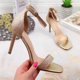 Vinceza W JAN81D arany brokát szandál magas sarkon aranysárga 1