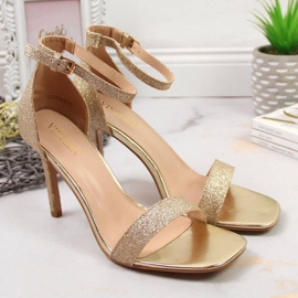 Vinceza W JAN81D arany brokát szandál magas sarkon aranysárga 2