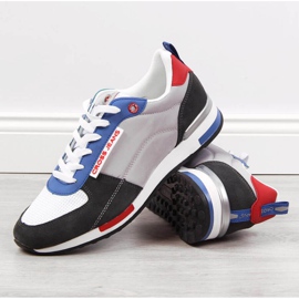 Cross Jeans M JJ1R4010C bőr sportcipő fehér fekete kék szürke 2