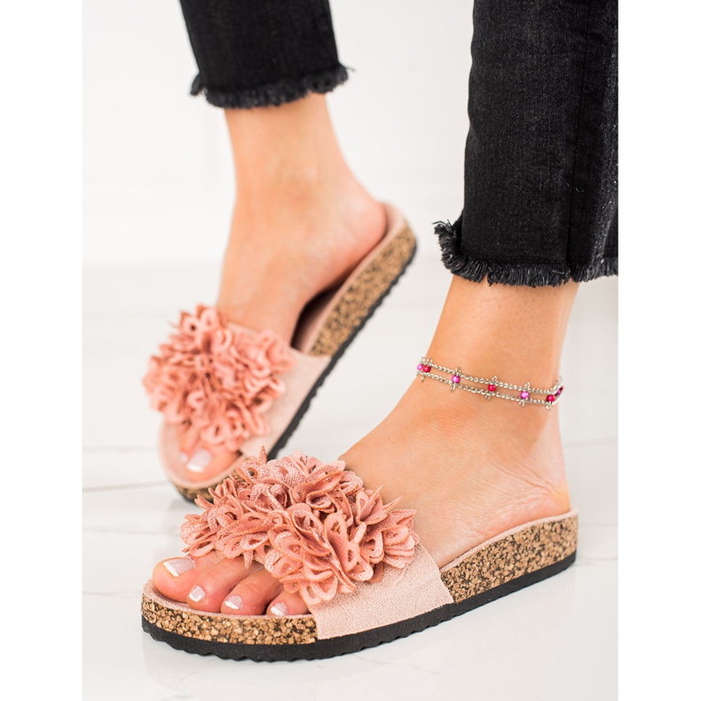Rózsaszín papucs virágokkal VINCEZA 1