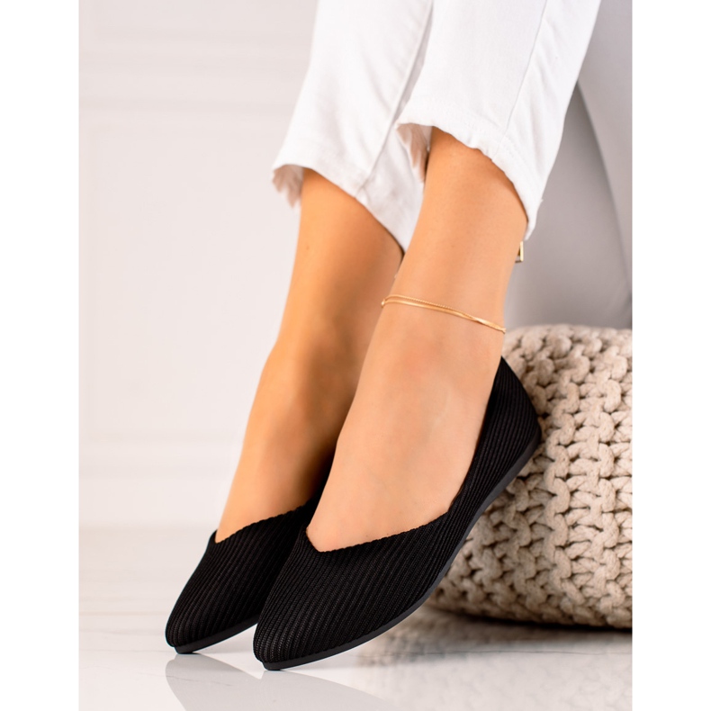 VINCEZA csíkos balerinák fekete 1