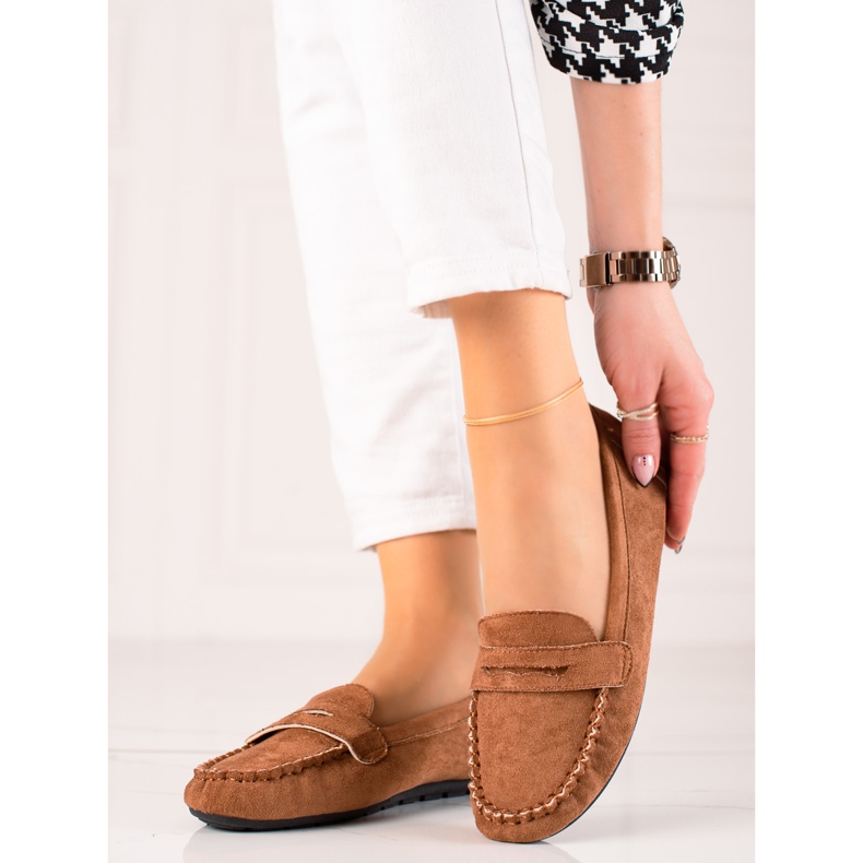 TRENDI Kényelmes velúr cipók barna 2