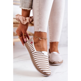 Női Espadrilles Big Star Slip-on Stripes FF276029 Bézs fehér 2