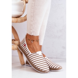 Női Espadrilles Big Star Slip-on Stripes FF276029 Bézs fehér 1