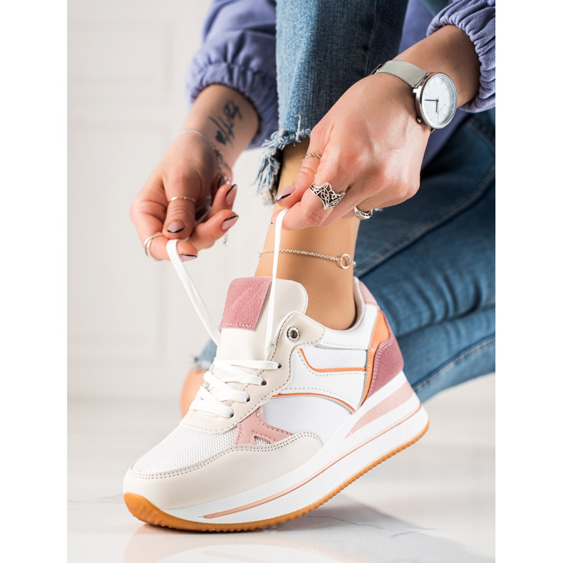 TRENDI Színes Sneaks A Platformon fehér sokszínű 1