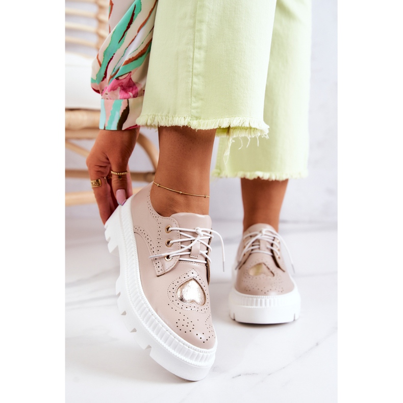 FILIPCZYK Bőr Cipők Szívekkel Bézs Curtis 1