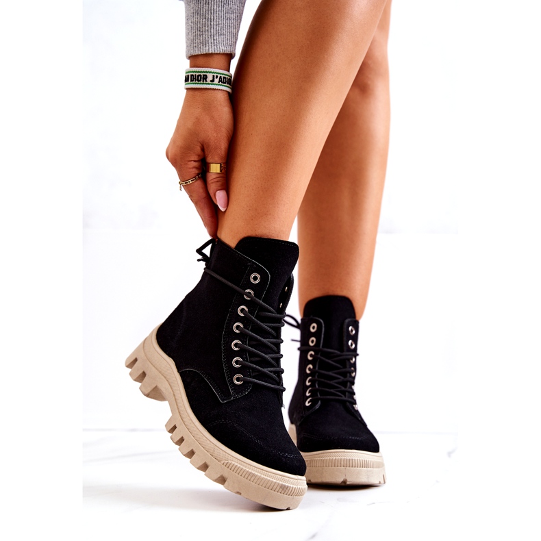 PS1 Velúr csizma Tied Black Hurricane fekete 2