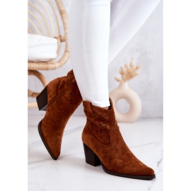 S.Barski Velúr női cowboy csizma Camel Devon barna 2