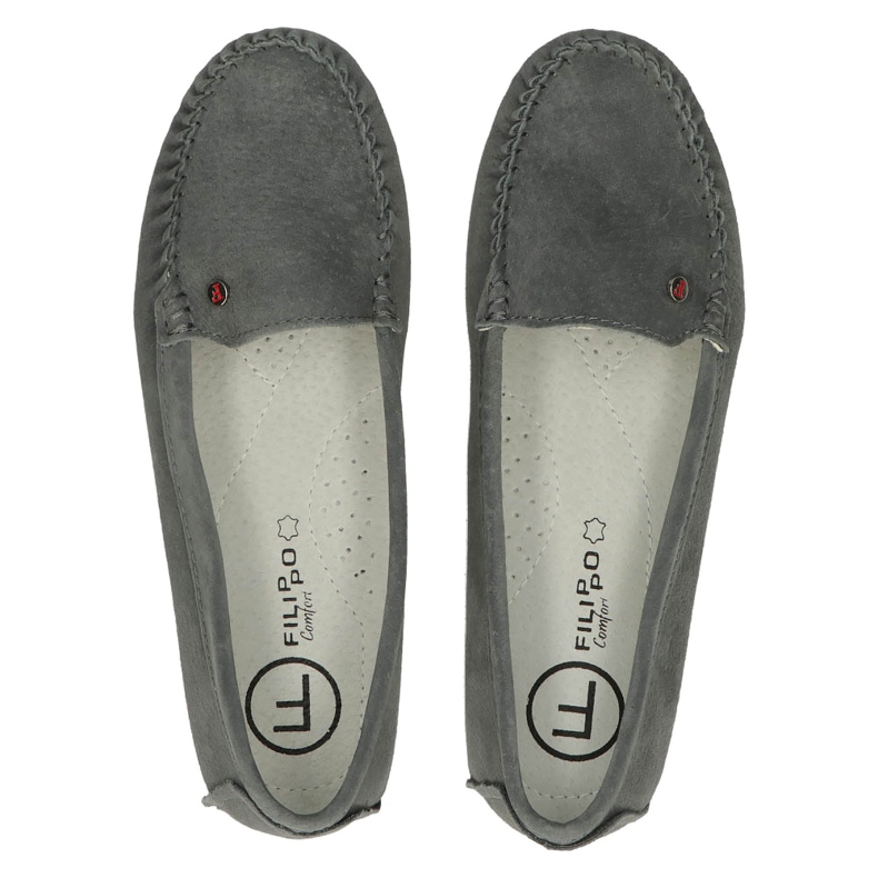 Bőr Loafers Filippo DP2037 / 22 GR RD Szürke piros 5 Bőr Loafers Filippo DP2037 / 22 GR RD Szürke piros 5