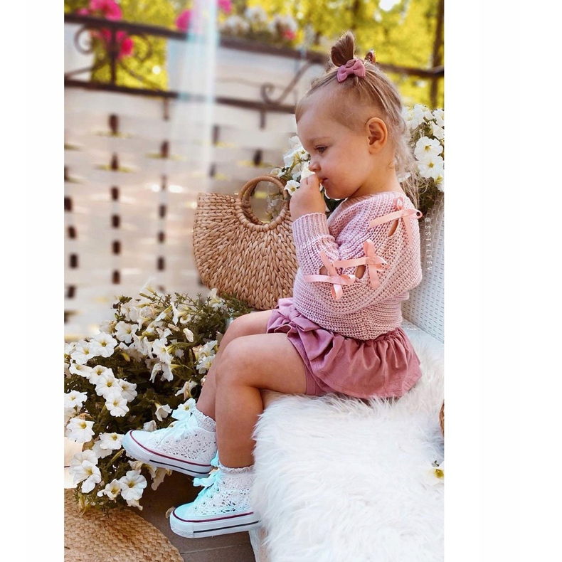 Gyermek magas tornacipő csipkével fehér Roly-Poly 2