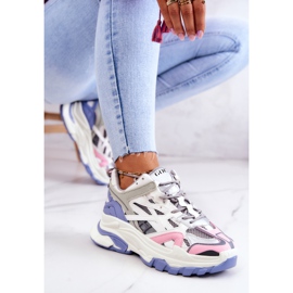 Női sport bőr tornacipő GOE JJ2N4090 Többszínű fehér ibolya rózsaszín szürke 2