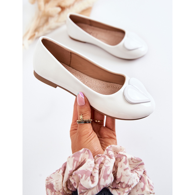 Vinceza Lakkozott gyermekbalerina szívvel, fehér Corty 2