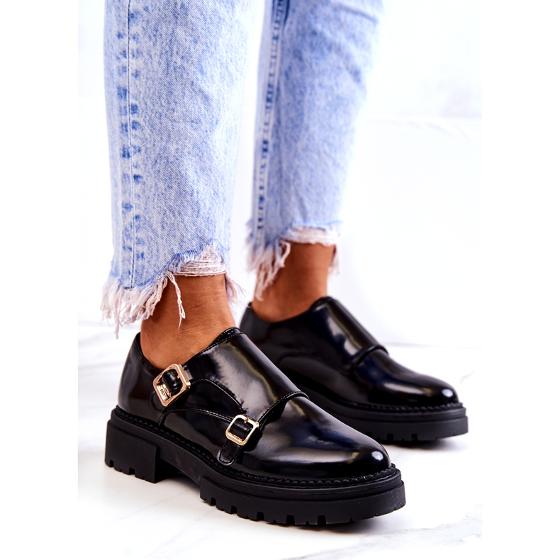 PL5 Bőr cipő csattal La.Fi Black Leonie fekete 1