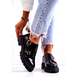 PL5 Bőr cipő csattal La.Fi Black Leonie fekete 2