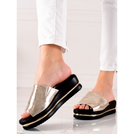 Goodin Fényes Papucsok A Platformon aranysárga 1