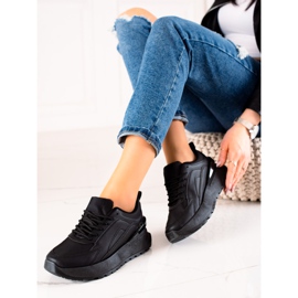 TRENDI Fekete öko bőr cipők 1