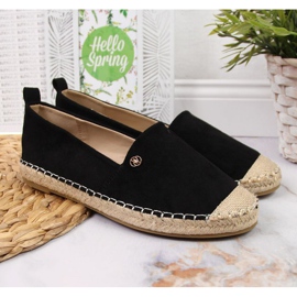 Az espadrillák az eVento W EVE345A feketén csúsznak fekete 2