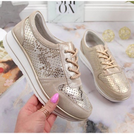 Bőr tornacipő S. Barski W OLI148 arany aranysárga 1