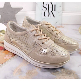 Bőr tornacipő S. Barski W OLI148 arany aranysárga 2