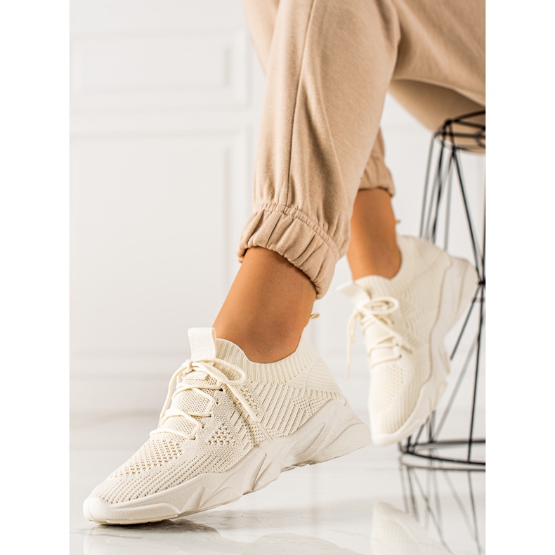 TRENDI Textil sportcipő bézs 1