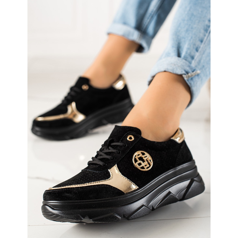 Filippo Bőr cipők a platformon fekete 2