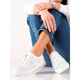 VINCEZA áttört bőr tornacipő fehér 1