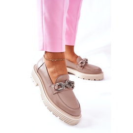 Női Brogues Cipők Bőr Sötét Bézs Laura Messi 2383 3