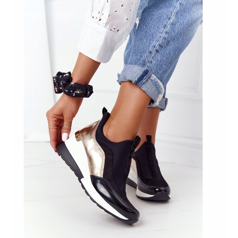 Evento ék cipők 21PB35-4000 fekete aranysárga 1