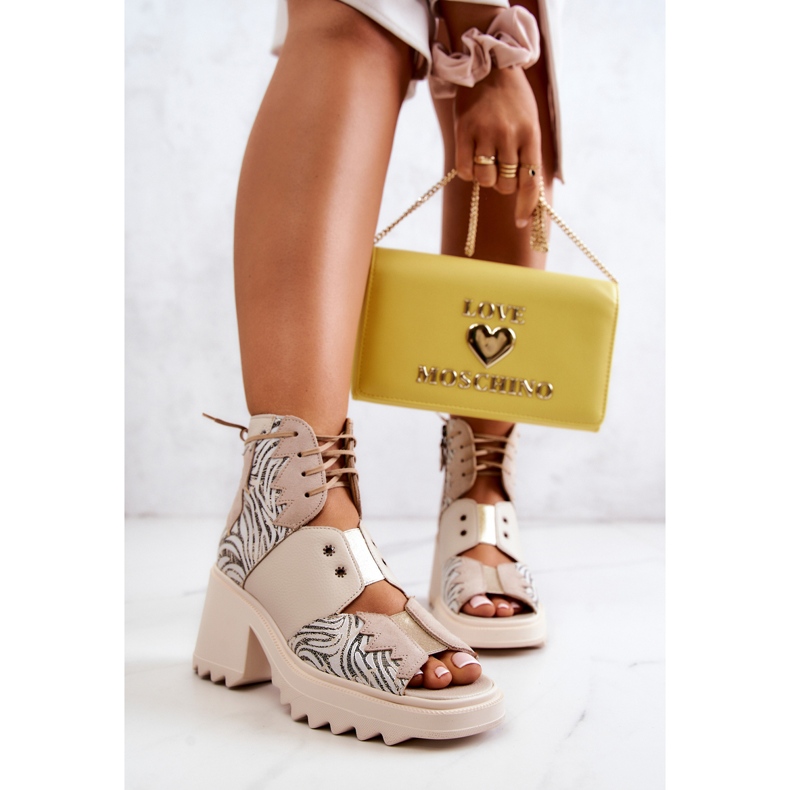 Bőr csizma cipzárral Maciejka 05321-04 bézs 2