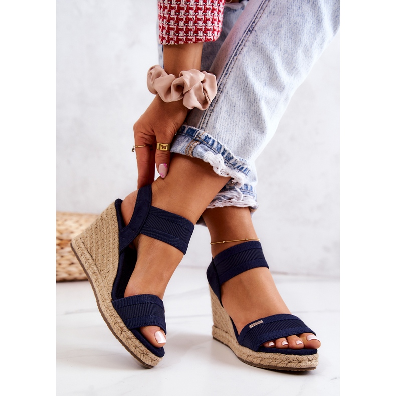 Női szandál Wedge Big Star JJ274977 sötétkék színű 2