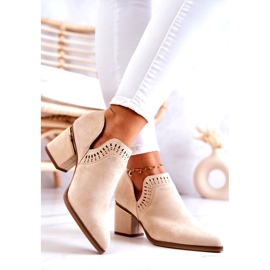 PS1 Velúr áttört Cowboy csizma bézs Valerie 3