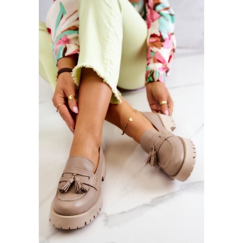 Női bőrcipő Fringes Maciejka 05497-04 Bézs 1