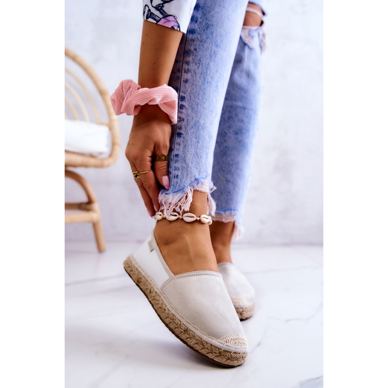 Női klasszikus espadrillák Big Star JJ274951 fehér-szürke 1 Női klasszikus espadrillák Big Star JJ274951 fehér-szürke 1