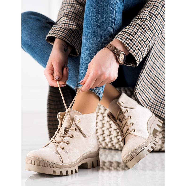 Beżowe trappers S. Barski bézs 1